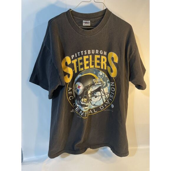 Vintage 1997 Pittsburgh Steelers NFL Mens Single Stitch Tee XL Black qb club afc - Picture 1 of 5
